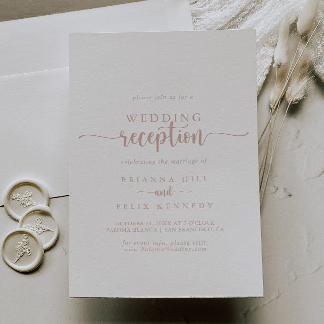 Convites Recepção de Casamento com Caligrafia em Rose Gold (Criador carregado)