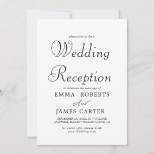 Convites Recepção de Casamento com Caligrafia Preta Delicad
