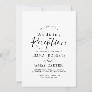 Convites Recepção de Casamento com Caligrafia Preta Delicad