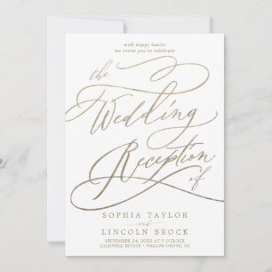 Convites Recepção de Casamento com Caligrafia Romântica em 