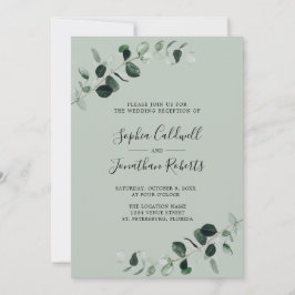 Convites Recepção de Casamento com Código QR de Eucalipto V