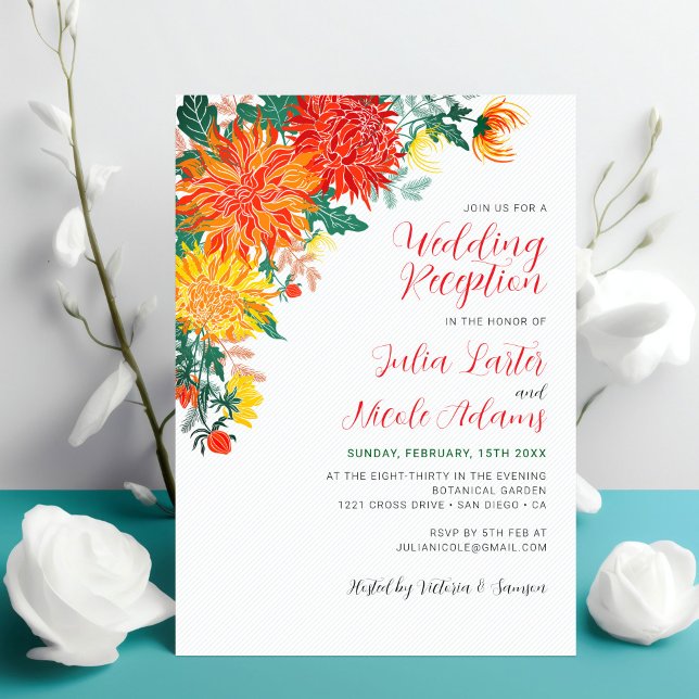 Convites Recepção de Casamento com Dahlia Amarela Pastel na (Criador carregado)