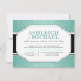 Convites Recepção de Casamento com Damascado Cinza e Verde-