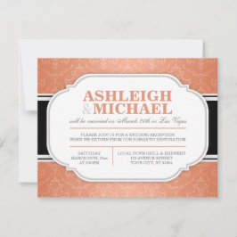 Convites Recepção de Casamento com Damasco Cinza e Laranja 