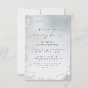 Convites Recepção de Casamento com Efeito Ombre em Azul Pó
