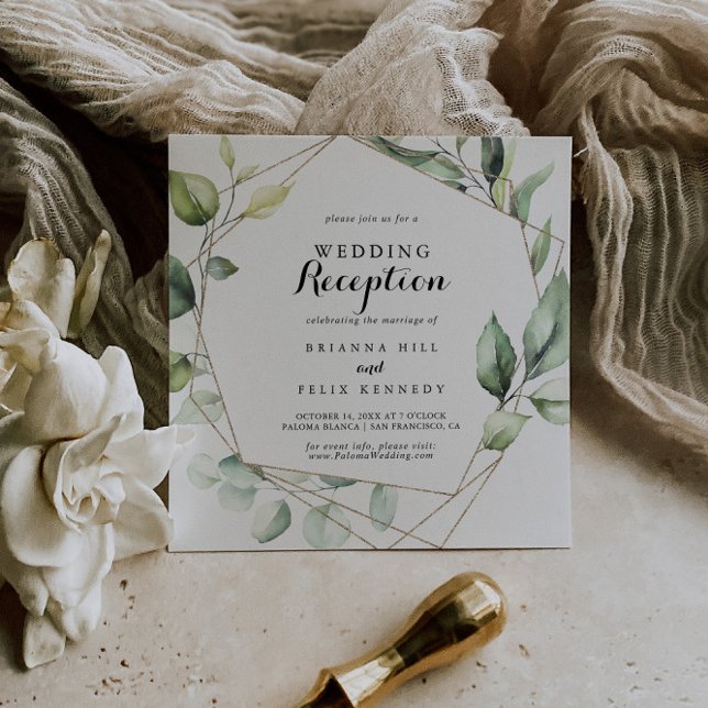 Convites Recepção de Casamento com Elegância Geométrica e F (Criador carregado)