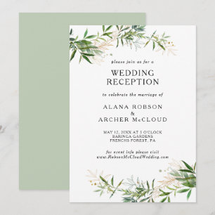 Convites Recepção de Casamento com Elegante Folhagem de Oli