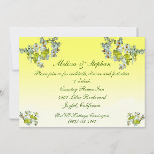 Convites Recepção de Casamento com Flores Amarelas