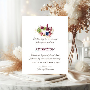 Convites Recepção de Casamento com Flores Burgundy Tasring 