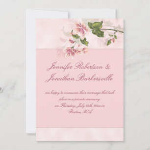 Convites Recepção de Casamento com Flores Rosa em Aquarela