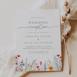 Convites Recepção de Casamento com Flores Silvestres Colori