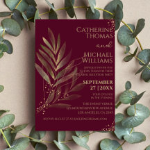 Recepção de Casamento com Folha de Ouro Burgundy M