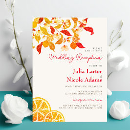 Convites Recepção de Casamento com Folhagem Cítrica Amor Li