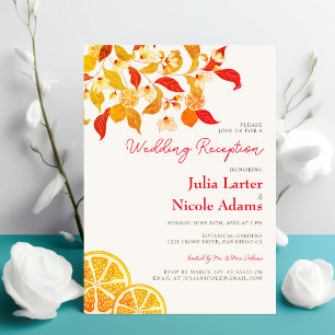 Convites Recepção de Casamento com Folhagem Cítrica Fresca