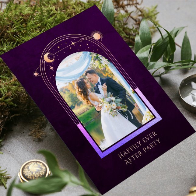 Convites Recepção de Casamento com Foto Celestial em Plum D (Criador carregado)