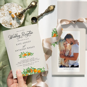 Convites Recepção de Casamento com Foto de Flor de Laranjei