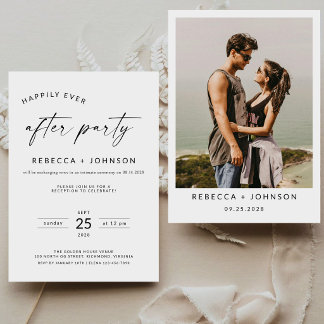 Convites Recepção de Casamento com Foto de Fuga Romântica M