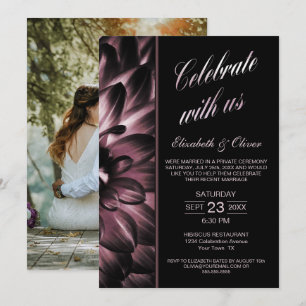 Convites Recepção de Casamento com Foto Floral Rosa Mal-hum
