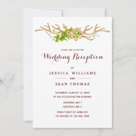 Convites Recepção de casamento com galhadas rústicas e flor
