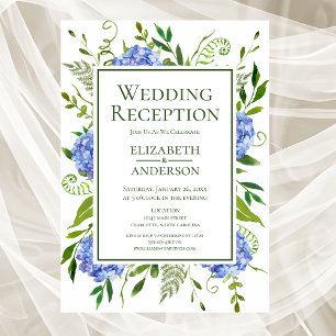 Convites Recepção de Casamento com Hortênsias Azuis
