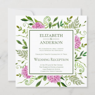 Convites Recepção de Casamento com Hortênsias Rosa