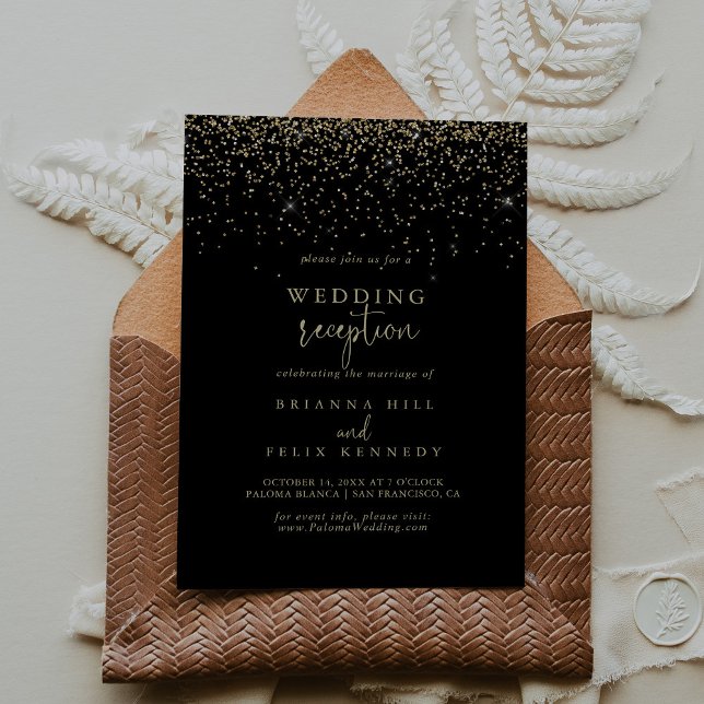 Convites Recepção de Casamento com Letra Chique e Confete D (Criador carregado)