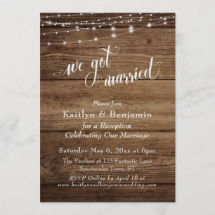 Convites Recepção de Casamento com Madeira Marrom Rústica e