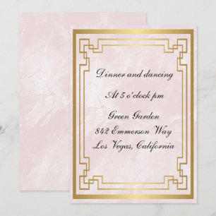 Convites Recepção de Casamento com Moldura Geométrica Doura