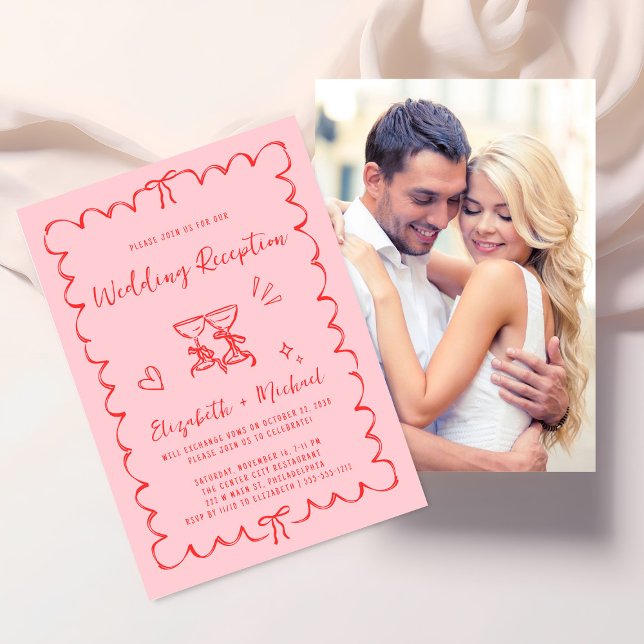 Convites Recepção de Casamento com Moldura Ondulada Caprich (From private vows to a grand party - invite family and friends to celebrate your marriage!)