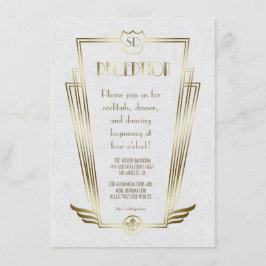 Convites Recepção de Casamento com Monograma Art Déco Royal