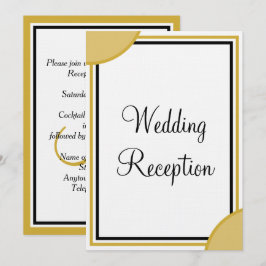 Convites Recepção de Casamento com Monograma Dourado Branco