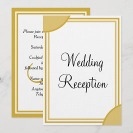 Convites Recepção de Casamento com Monograma Dourado Branco