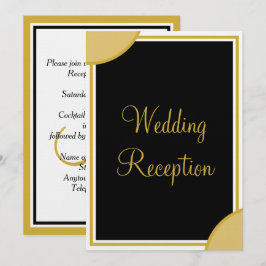 Convites Recepção de Casamento com Monograma Preto Dourado