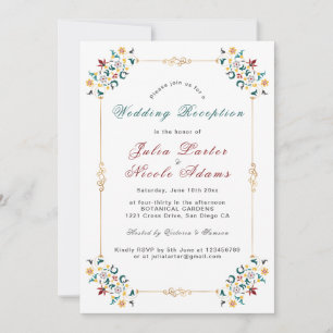Convites Recepção de Casamento com Motivo Clássico de Geome