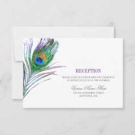 Convites Recepção de Casamento com Pena de Pavão em Aquarel