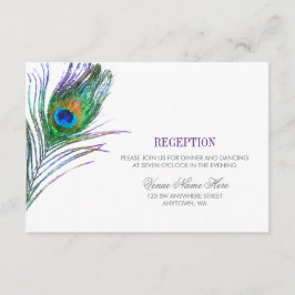 Convites Recepção de Casamento com Pena de Pavão em Aquarel