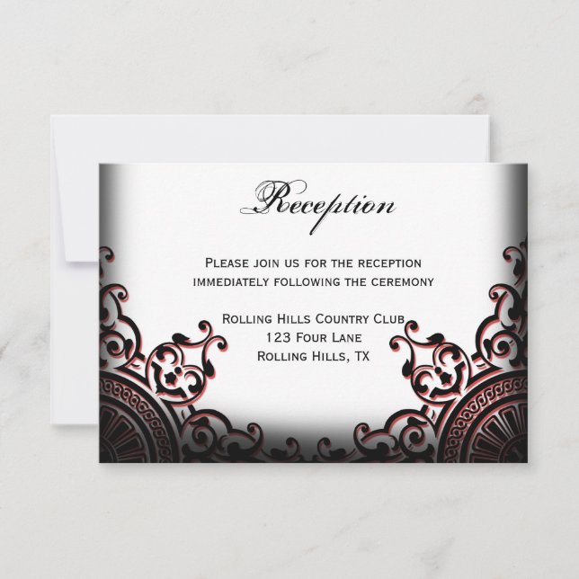 Convites Recepção de Casamento com Pergaminho Gótico Preto  (Frente)