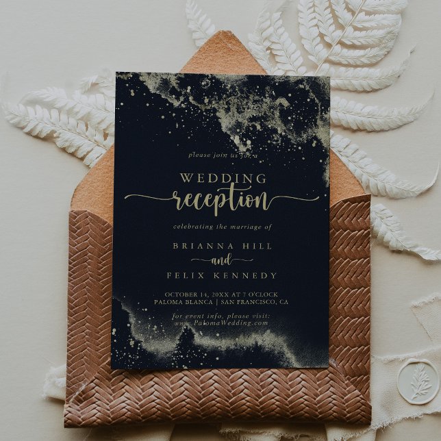 Convites Recepção de Casamento com respingo de ouro em aqua (Criador carregado)