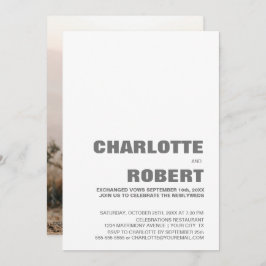 Convites Recepção de Casamento com Texto Cinza Moderno