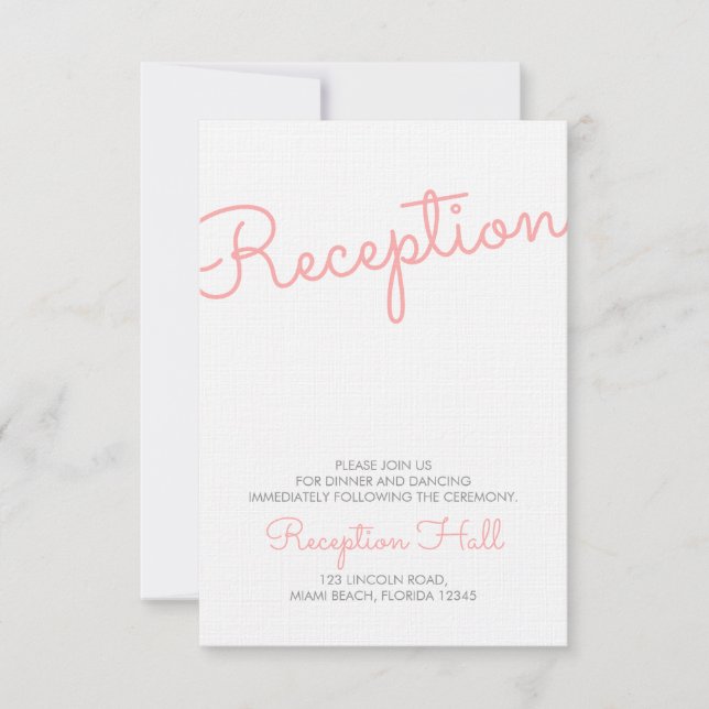 Convites Recepção de Casamento com Tipografia Moderna Rosa (Frente)