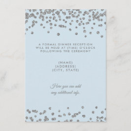 Convites Recepção de Casamento Confetes Prateados Brilho Az