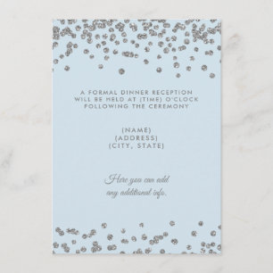 Convites Recepção de Casamento Confetes Prateados Brilho Az