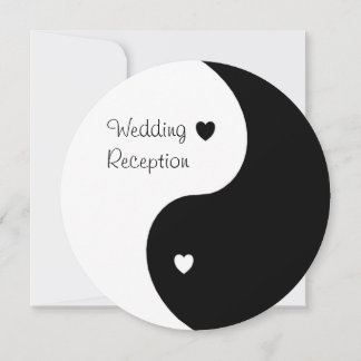 Convites Recepção de Casamento Corações Preto e Branco Yin