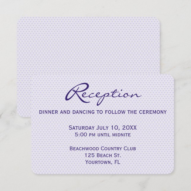 Convites Recepção de casamento Corações Roxos (Frente/Verso)