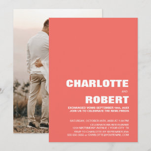 Convites Recepção de Casamento Coral Moderna