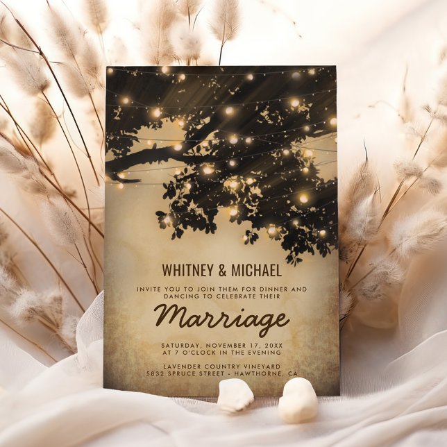 Convites Recepção de casamento das Luzes Russas das Árvores (Criador carregado)