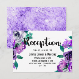 Convites Recepção de casamento de Aquarela Floral Mint & Pu