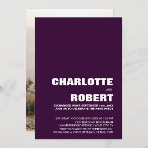 Convites Recepção de casamento de beringela moderna