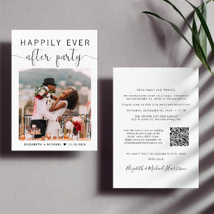 Convites Recepção de casamento de Código QR de Foto Elegant