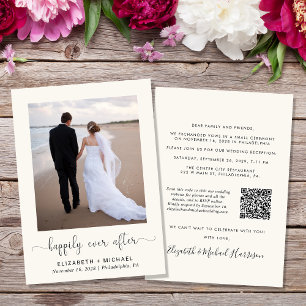 Convites Recepção de casamento de Creme de Código QR de Fot